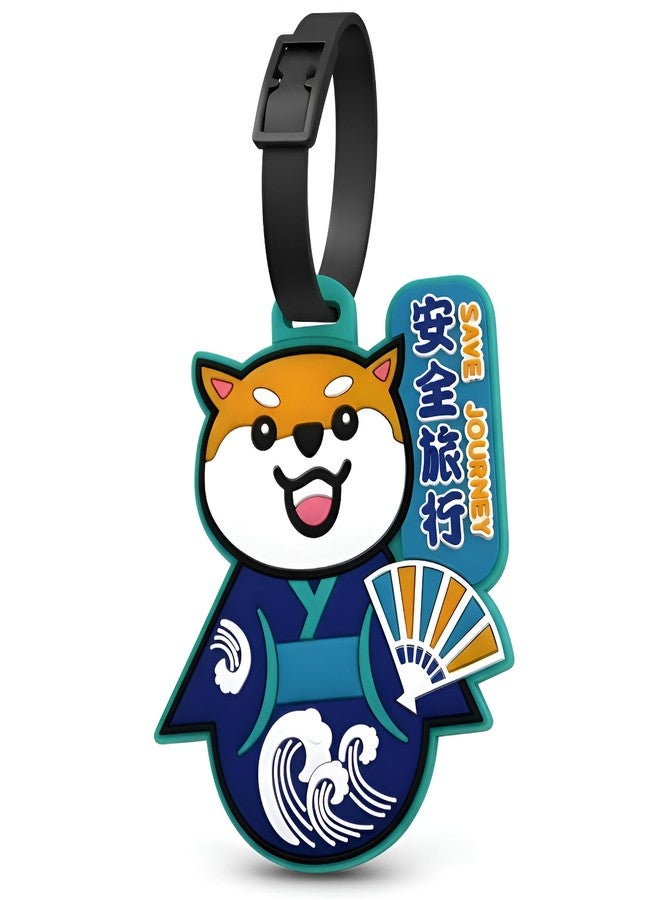 ANINIUCN Shiba Inu Japanese Style Silicone Luggage Tag - Cute ID Label for Suitcases, Backpacks & Travel Bags - Fun Travel Accessory for Teens & Adults (Shiba Inu-B) - Image 1